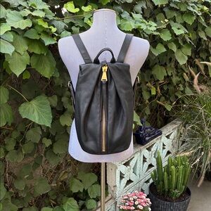 Aimee Kestenberg Black Leather Backpack with Gold Hardware